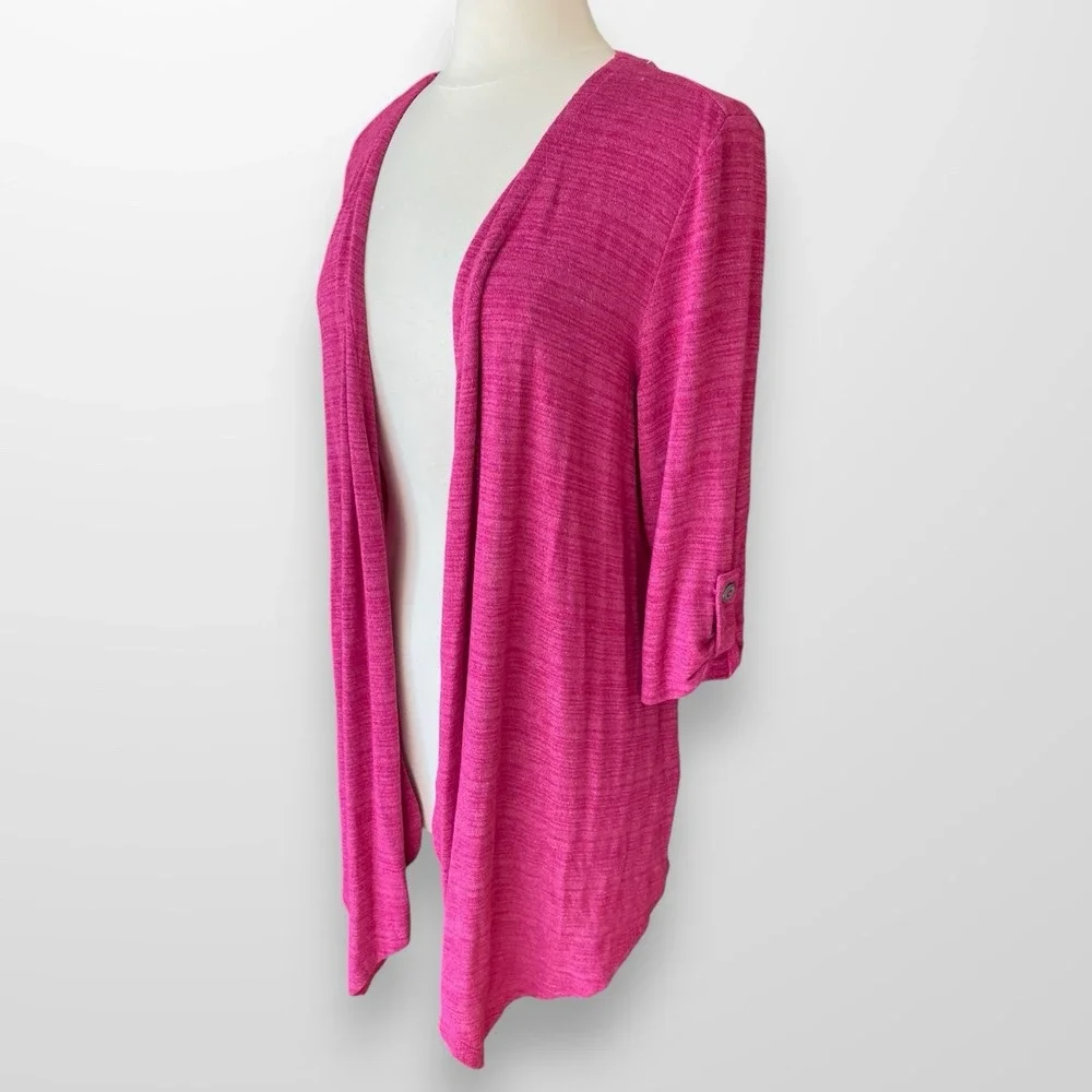 Christopher & Banks Large Cardigan‎ Sweater Top 3/4 Sleeve Lightweight Pink NEW